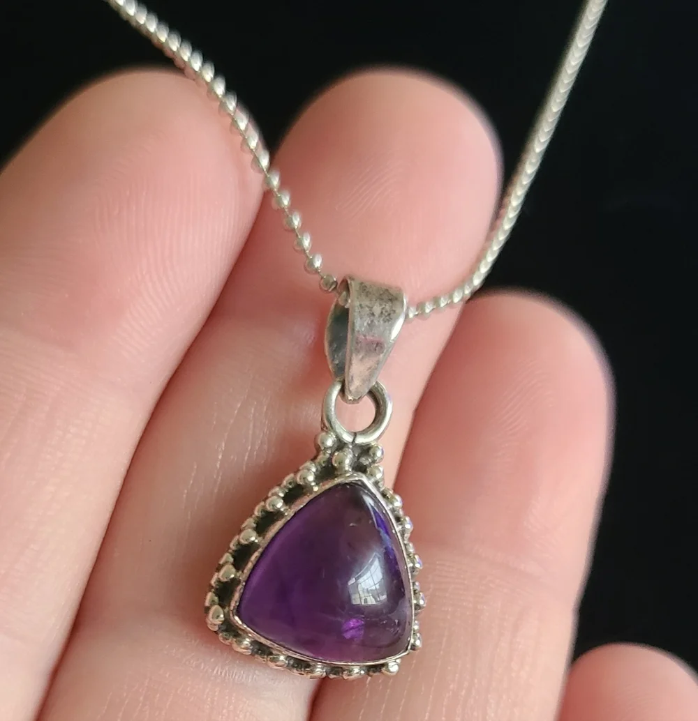 Sterling Amethyst Pendant Necklace - Picture 3 of 5